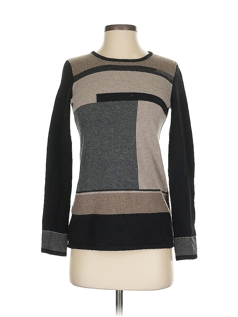 C by Bloomingdales 100% Cashmere Color Block Gray Cashmere Pullover Sweater Size XS - photo 1