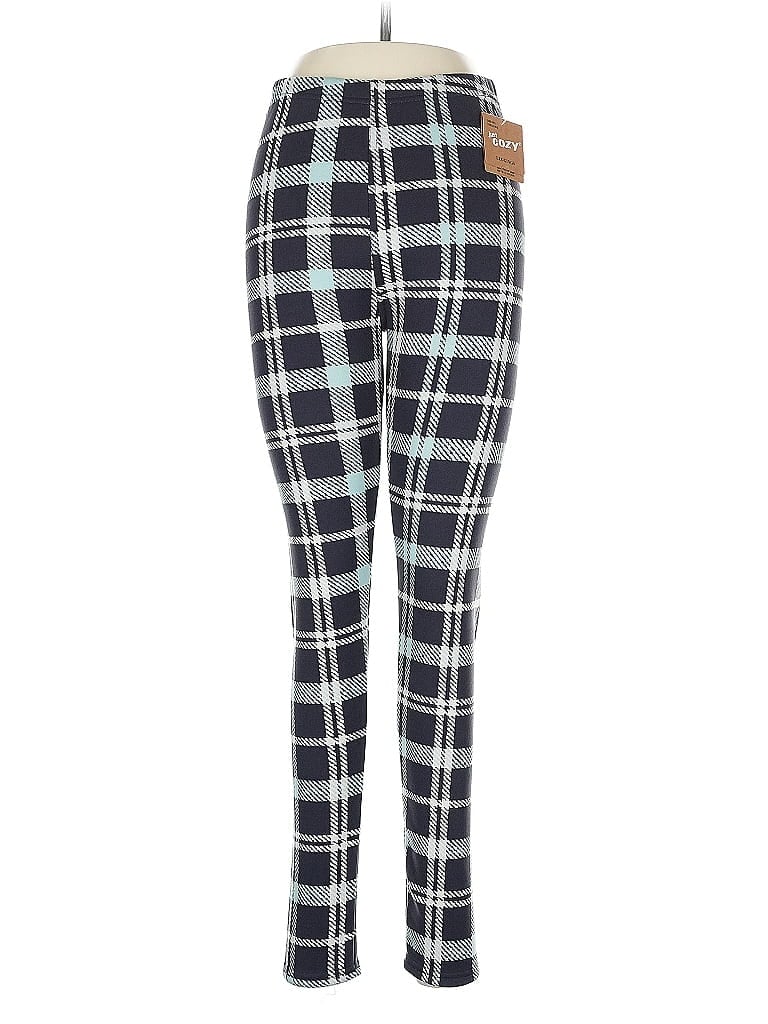 Just Cozy Plaid Blue Leggings Size M - photo 1