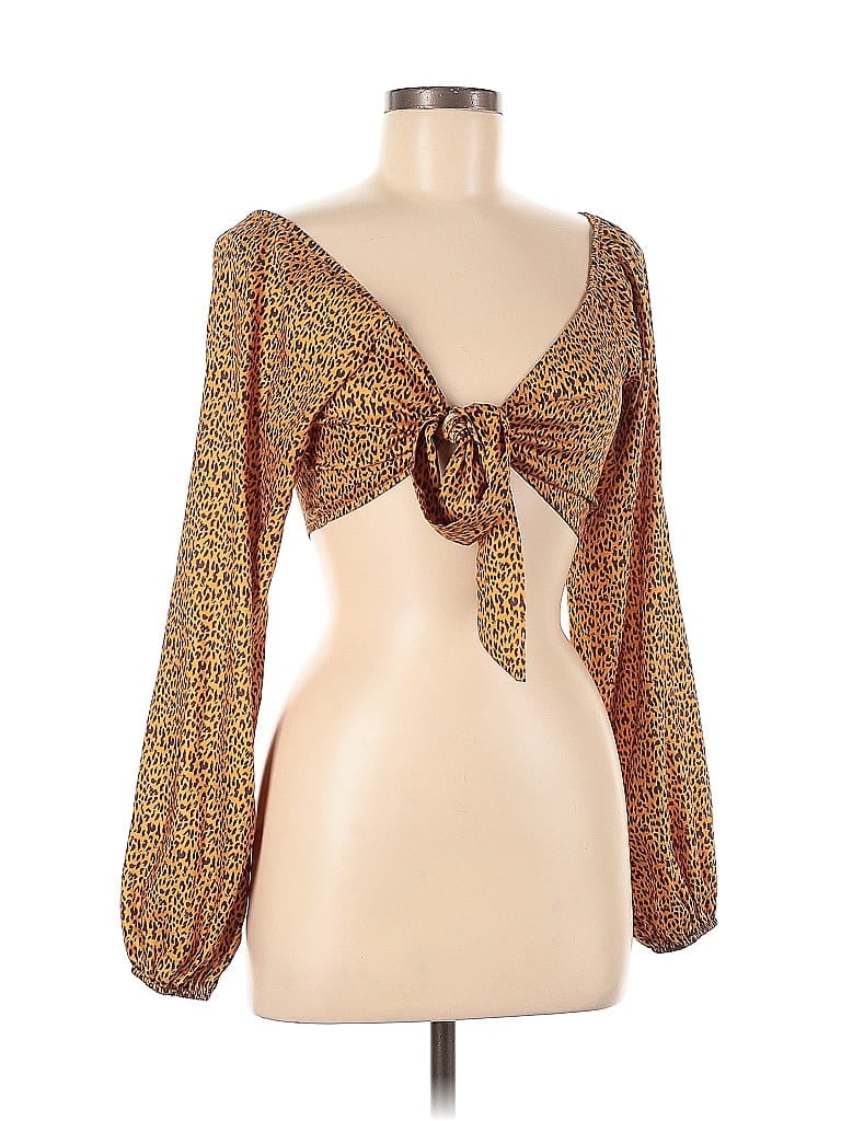 NASTY GAL INC. Pre-owned Long Sleeve Blouse In Brown