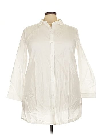 Roaman's 3/4 Sleeve Button-Down Shirt (view 1)