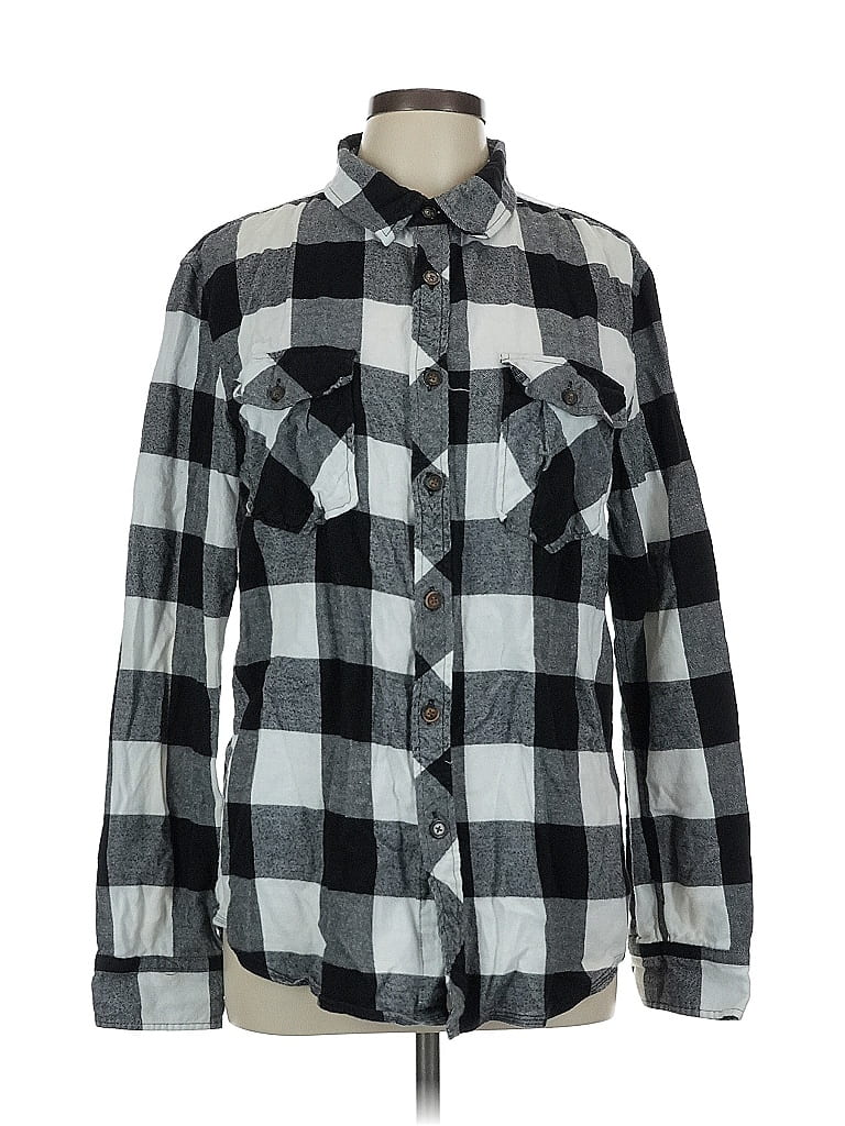 Pre-owned Assorted Brands Long Sleeve Button Down Shirt In Gray