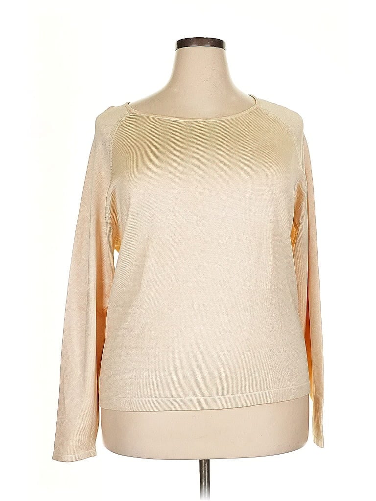 Linda Allard Ellen Tracy Tan Silk Pullover Sweater Size 2X - photo 1