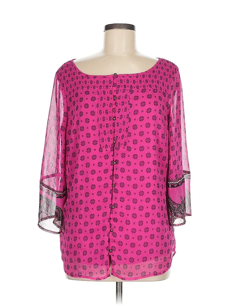Pre-owned Isaac Mizrahi Live 3/4 Sleeve Blouse In Pink