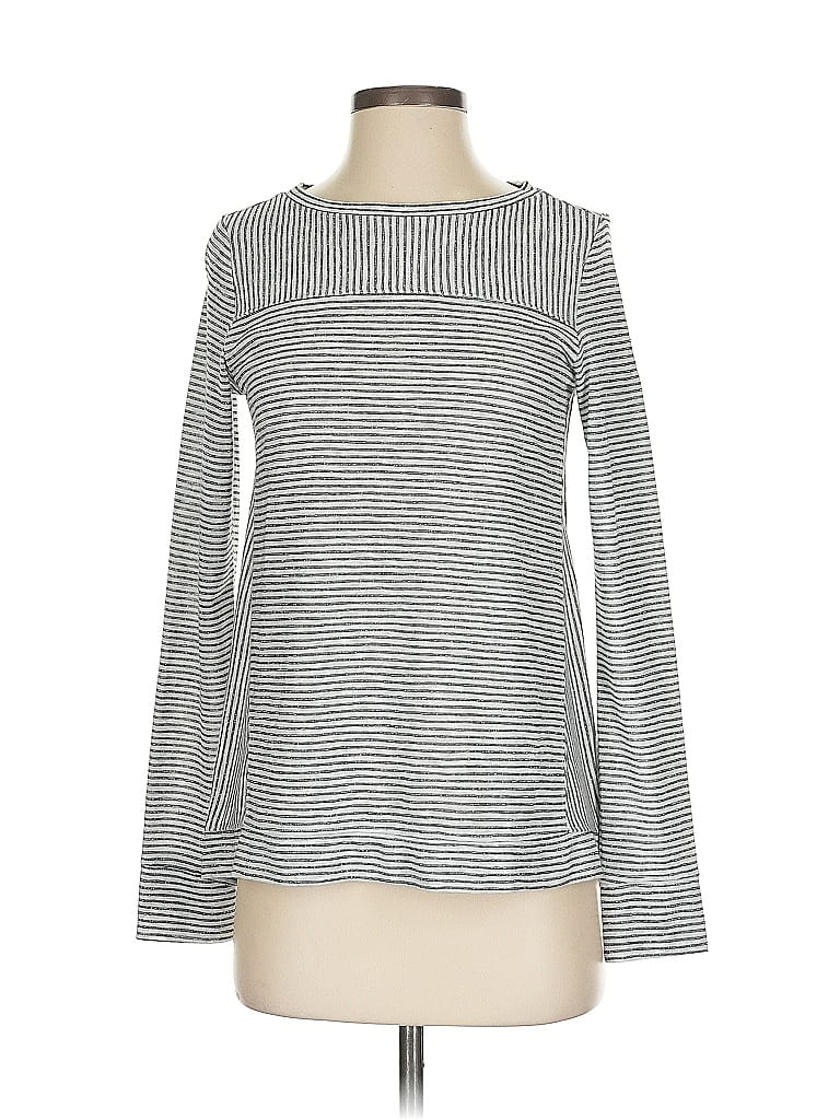 Pre-owned Ann Taylor Loft Long Sleeve T-shirt In Silver