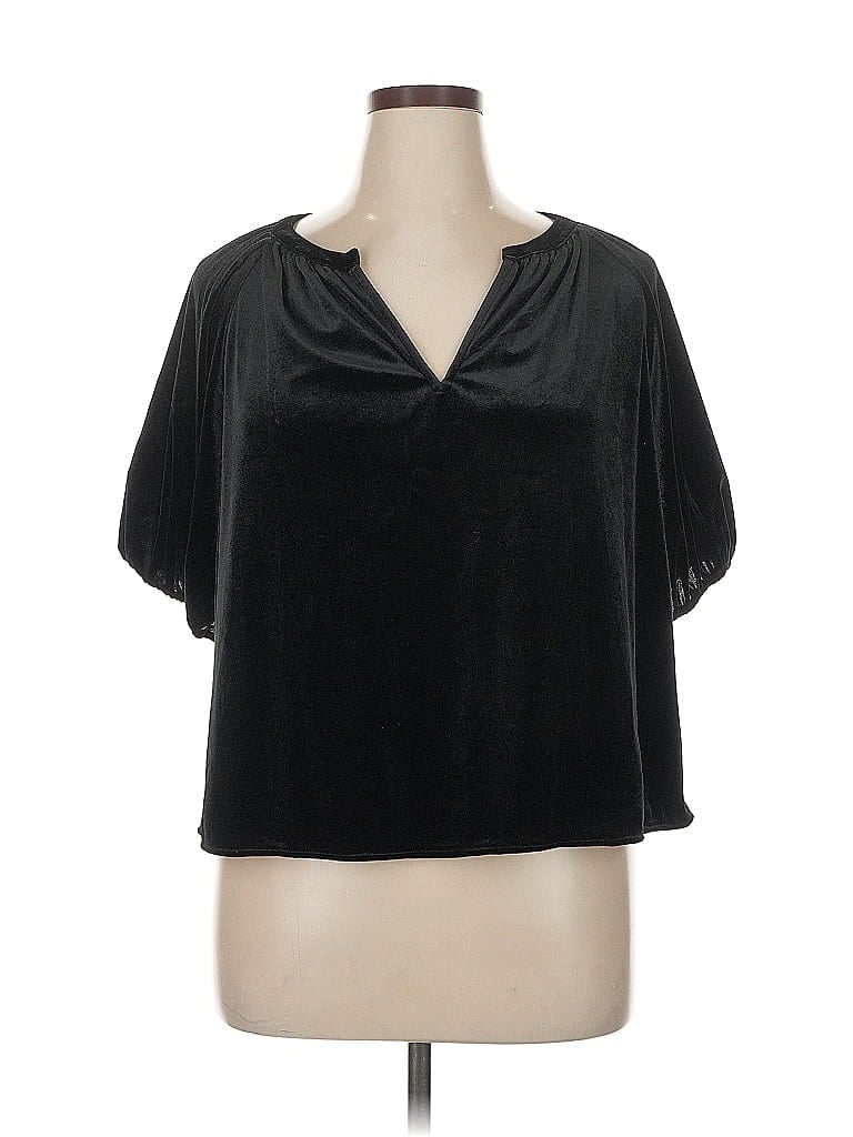 Pre-owned Gap Short Sleeve Blouse In Black