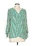 Sunday in Brooklyn Stripes Green Long Sleeve Blouse Size L - photo 1