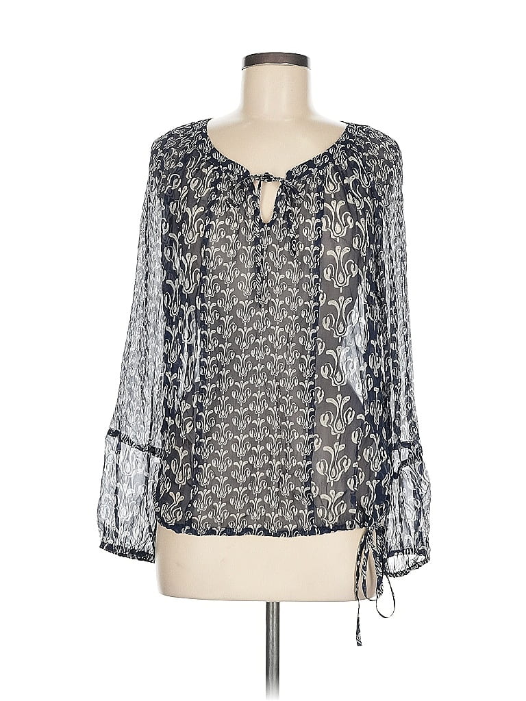 Pre-owned John Robshaw For Lucky Long Sleeve Blouse In Gray