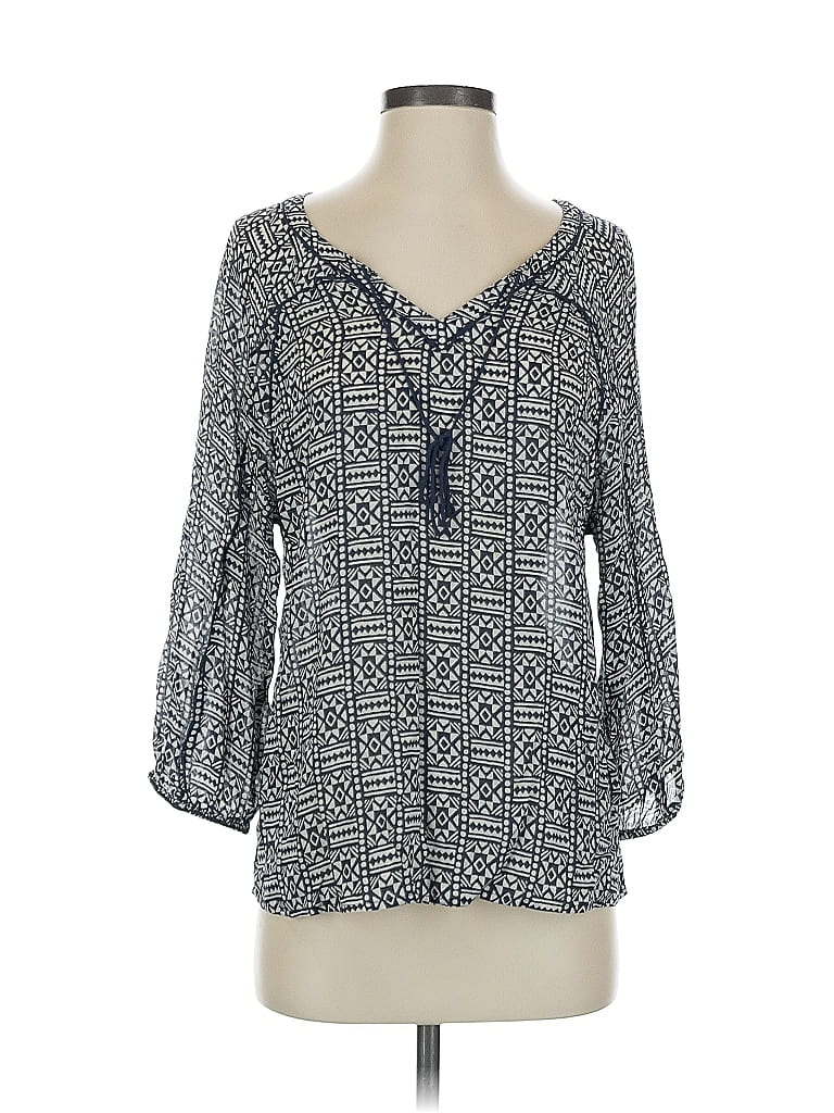 Pre-owned John Robshaw 3/4 Sleeve Blouse In Blue