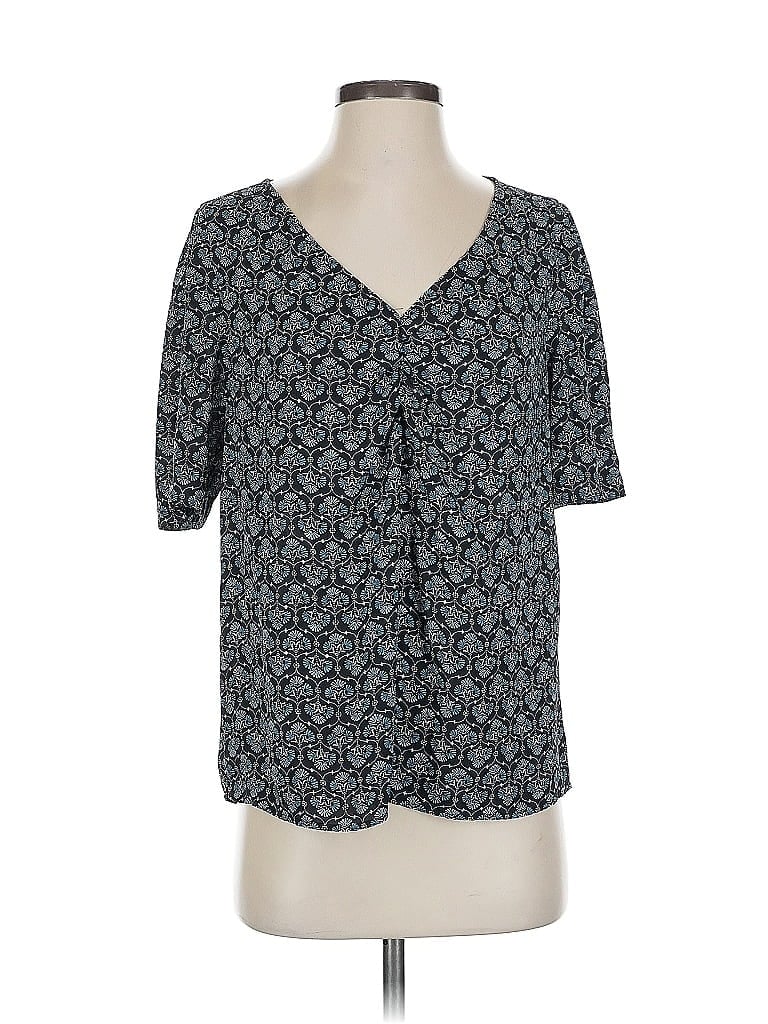 Pre-owned Ann Taylor Loft Short Sleeve Blouse In Blue