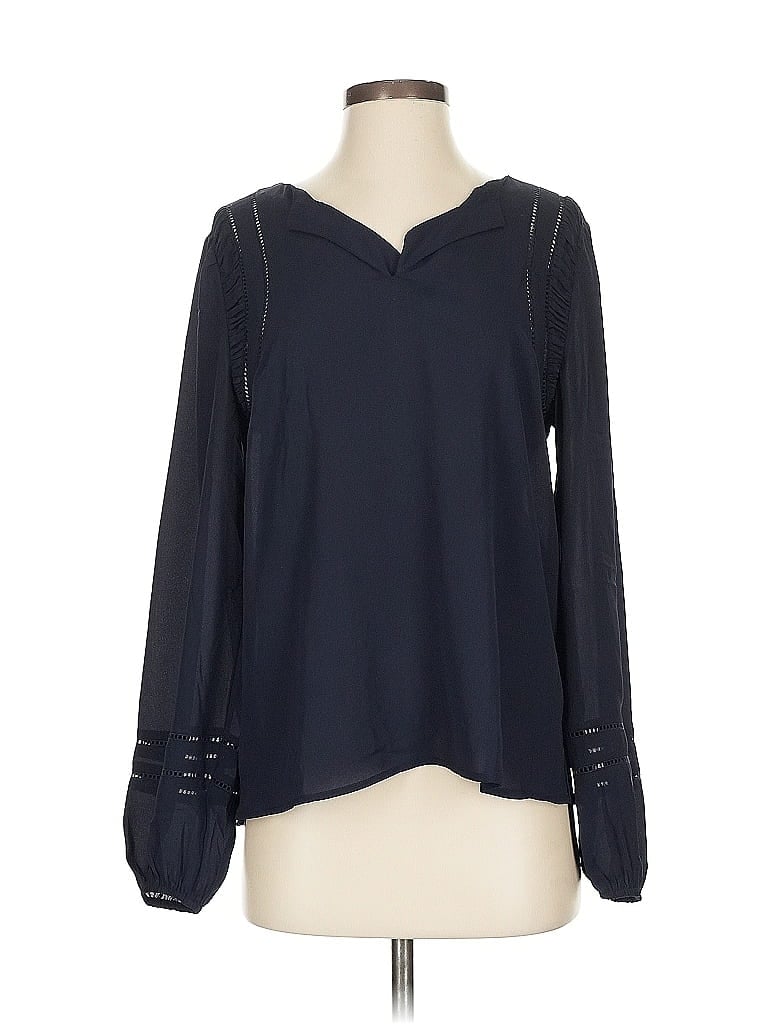 Pre-owned Ann Taylor Long Sleeve Blouse In Blue