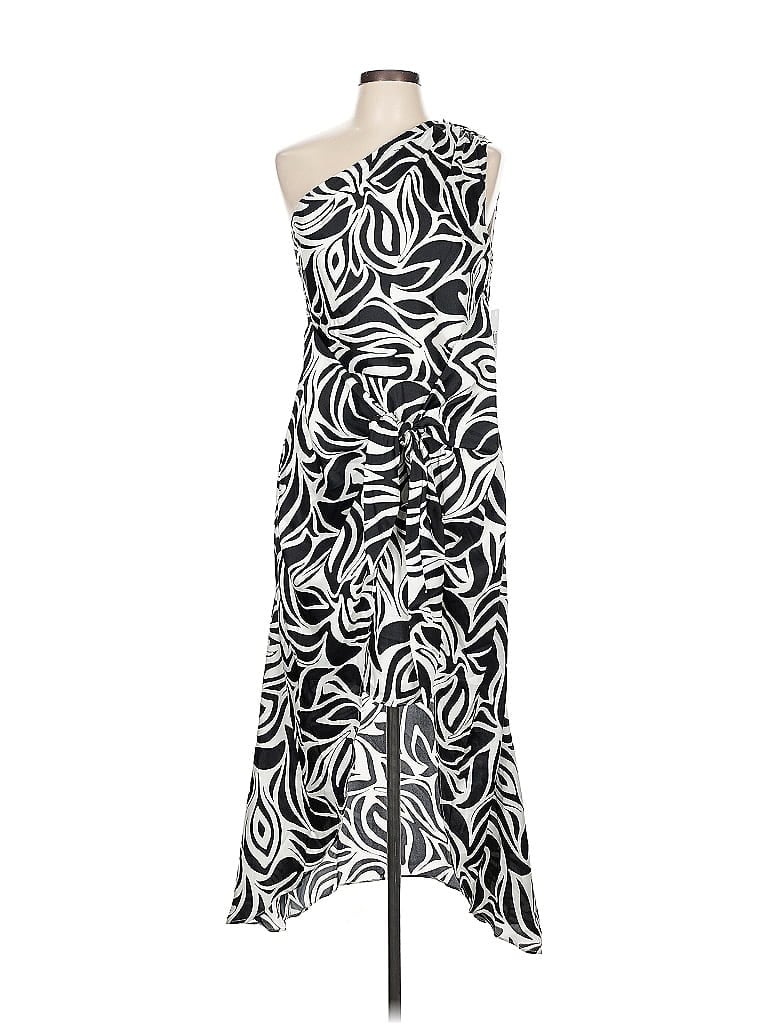 Donna Morgan 100% Polyester Graphic Black Casual Dress Size 10 - photo 1