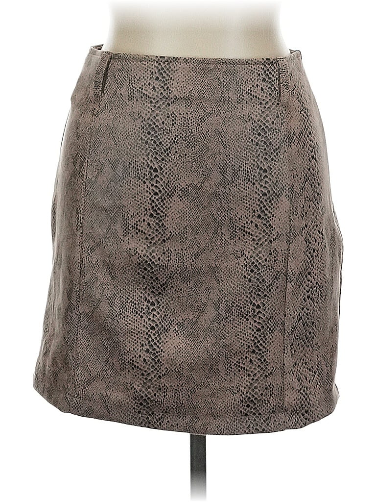 Pre-owned Haute Monde Faux Leather Skirt In Gray