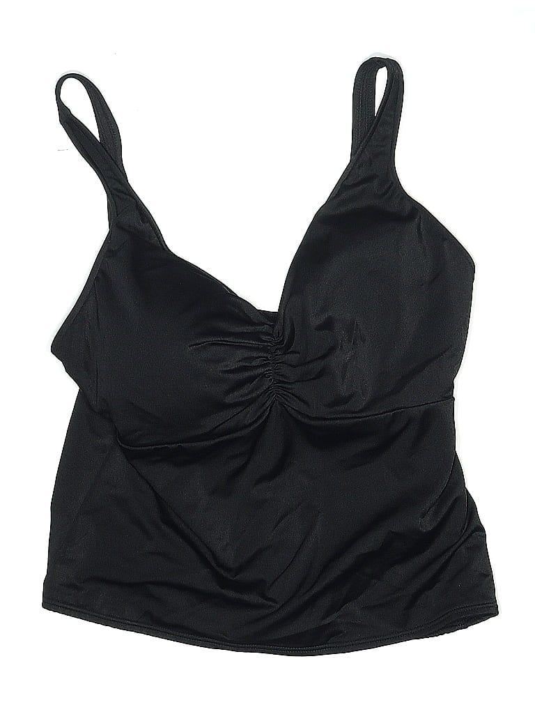 Pre-owned Miraclesuit Swimsuit Top Black Solid Pattern Swimwear