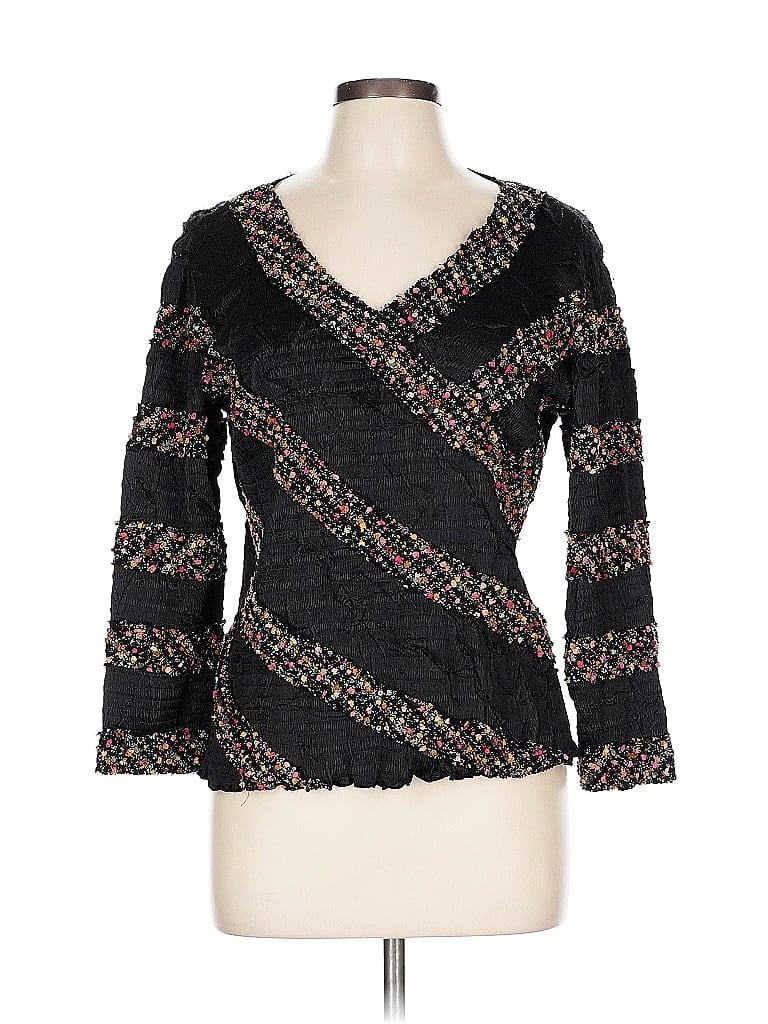 Alberto Makali 100% Polyester Tweed Black 3/4 Sleeve T-Shirt Size L - photo 1