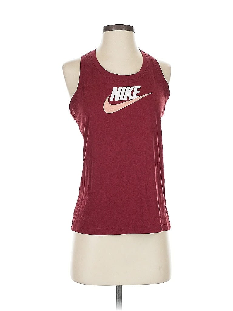 Pre-owned Nike Tank Top Burgundy Halter Neckline Tops