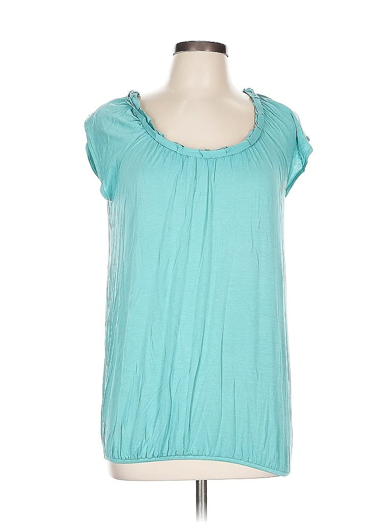 Kenar Teal Short Sleeve Blouse Size L - photo 1
