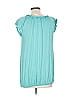 Kenar Teal Short Sleeve Blouse Size L - photo 2