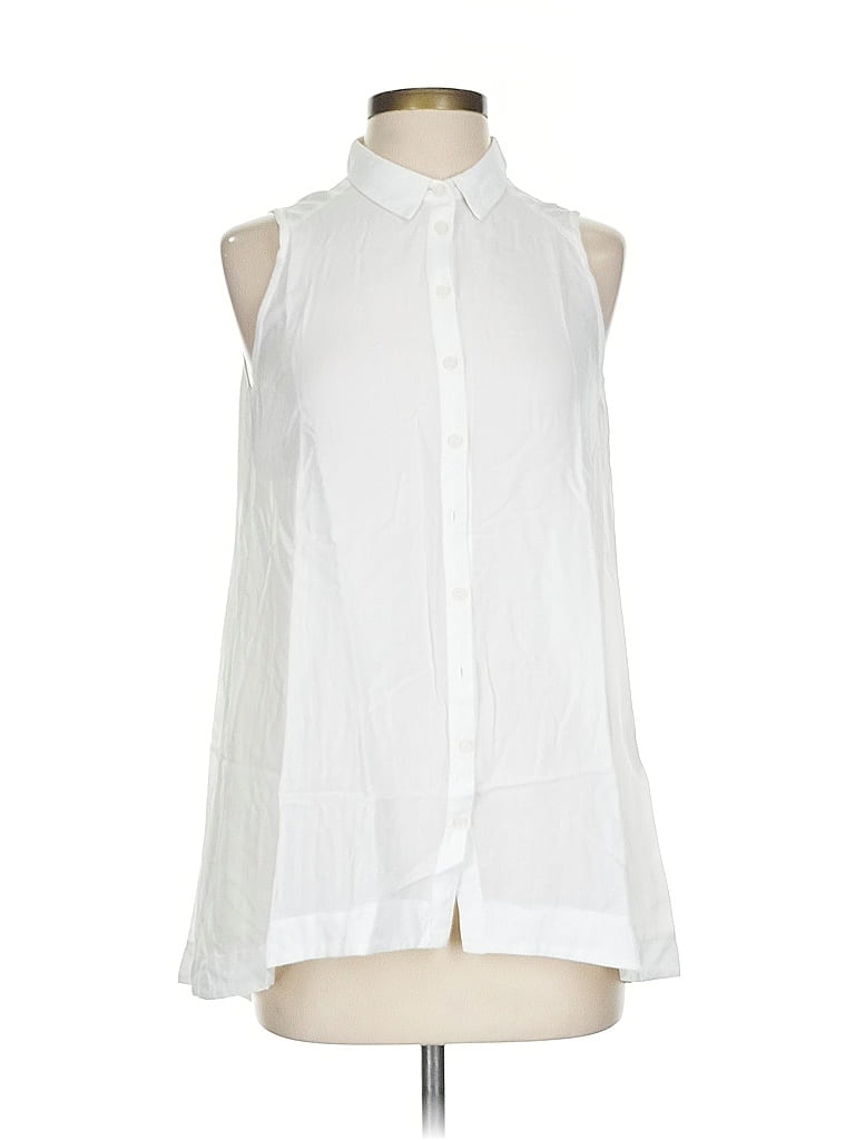 Pre-owned Lush Sleeveless Button Down Shirt In White
