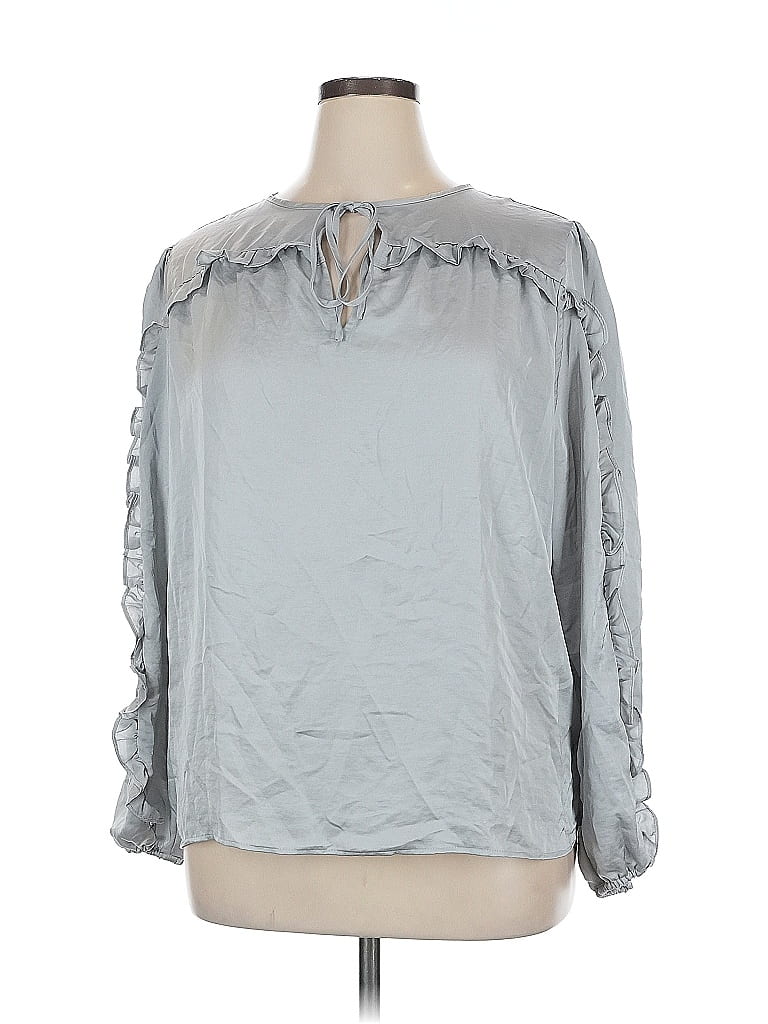 Pre-owned Ann Taylor Loft 3/4 Sleeve Blouse In Gray