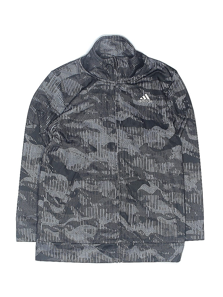 Adidas 100% Polyester Print Gray Track Jacket Size 7 (big kids) - photo 1