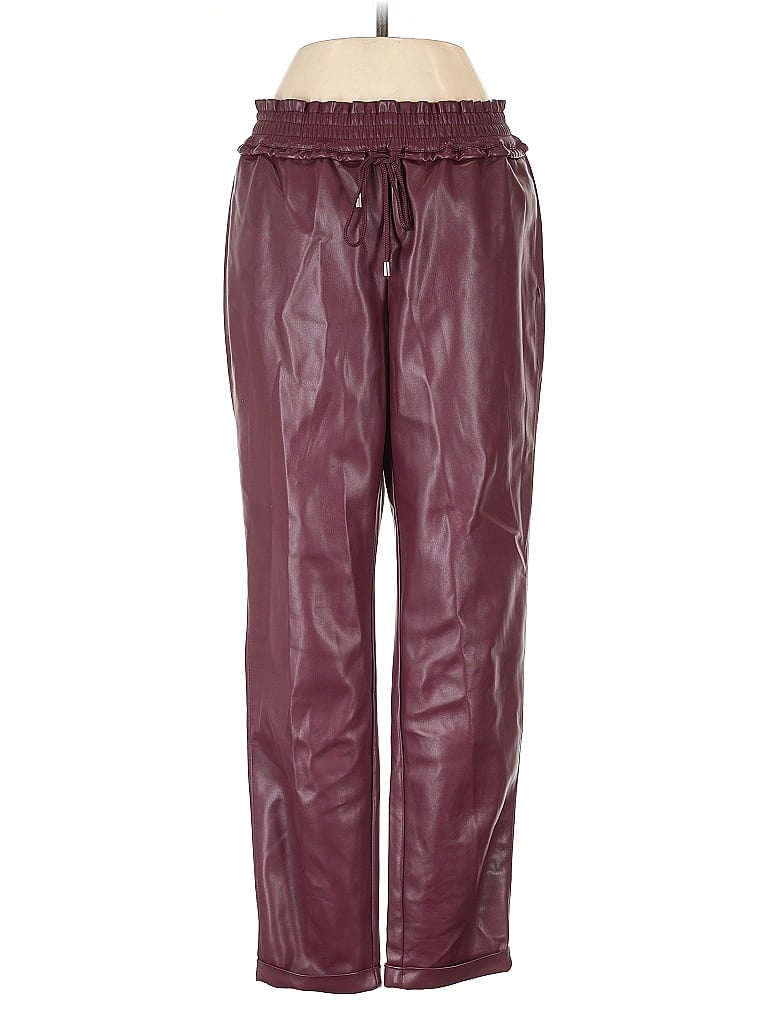 Pre-owned Tribal Jeans Faux Leather Pants In Burgundy