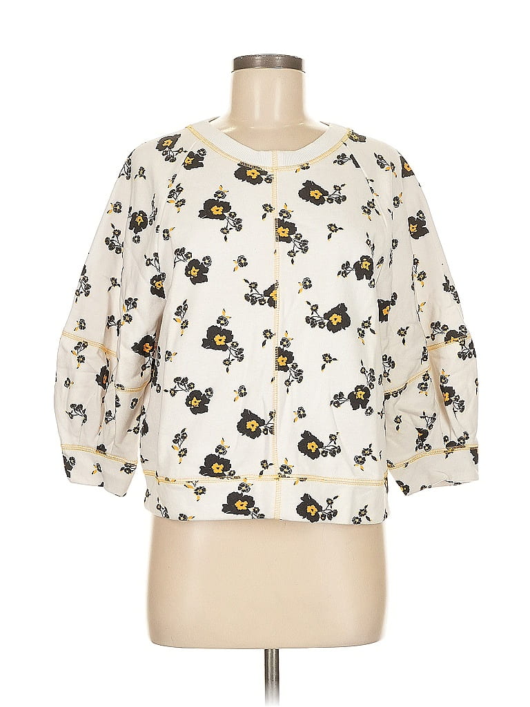 Tanya Taylor 100% Cotton Ivory White Sweatshirt Size M - photo 1