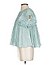 Sea New York 100% Ramie Teal Short Sleeve Blouse Size S - photo 4