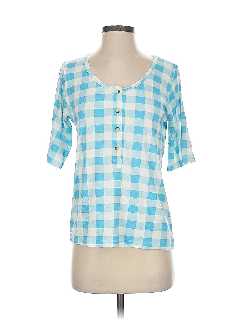 Click to view more detailed imagery on our partner's website Pre-owned Kate Quinn Organics Short Sleeve Henley Shirt In Blue