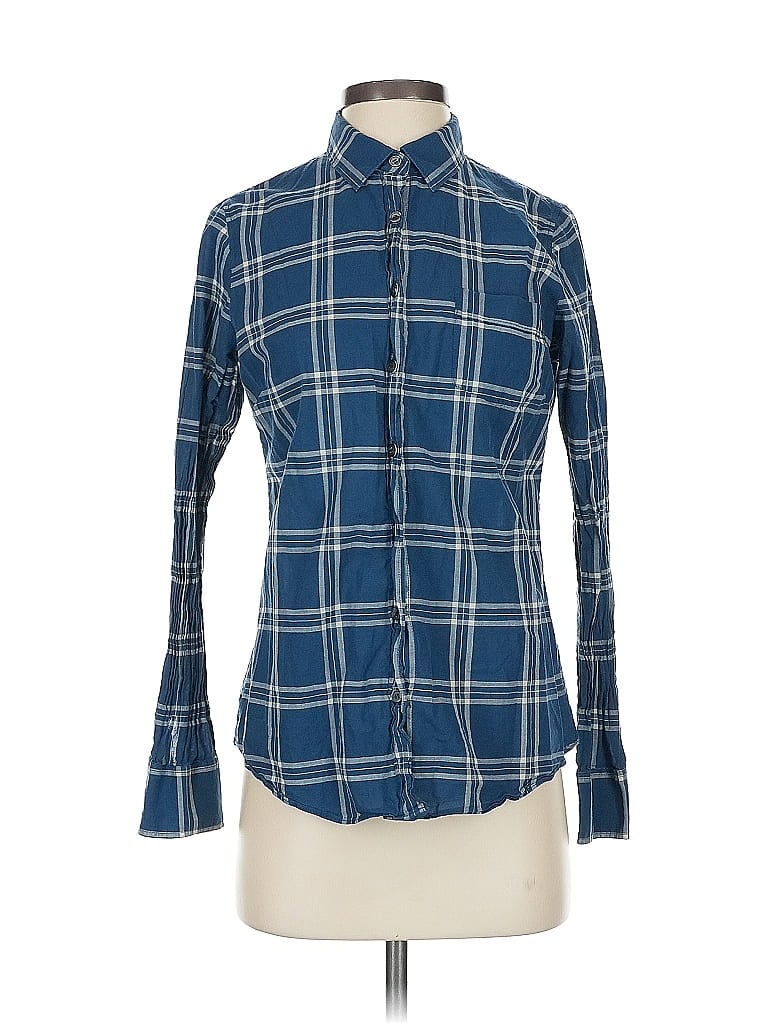 Pre-owned J.crew Factory Store Long Sleeve Button Down Shirt In Blue