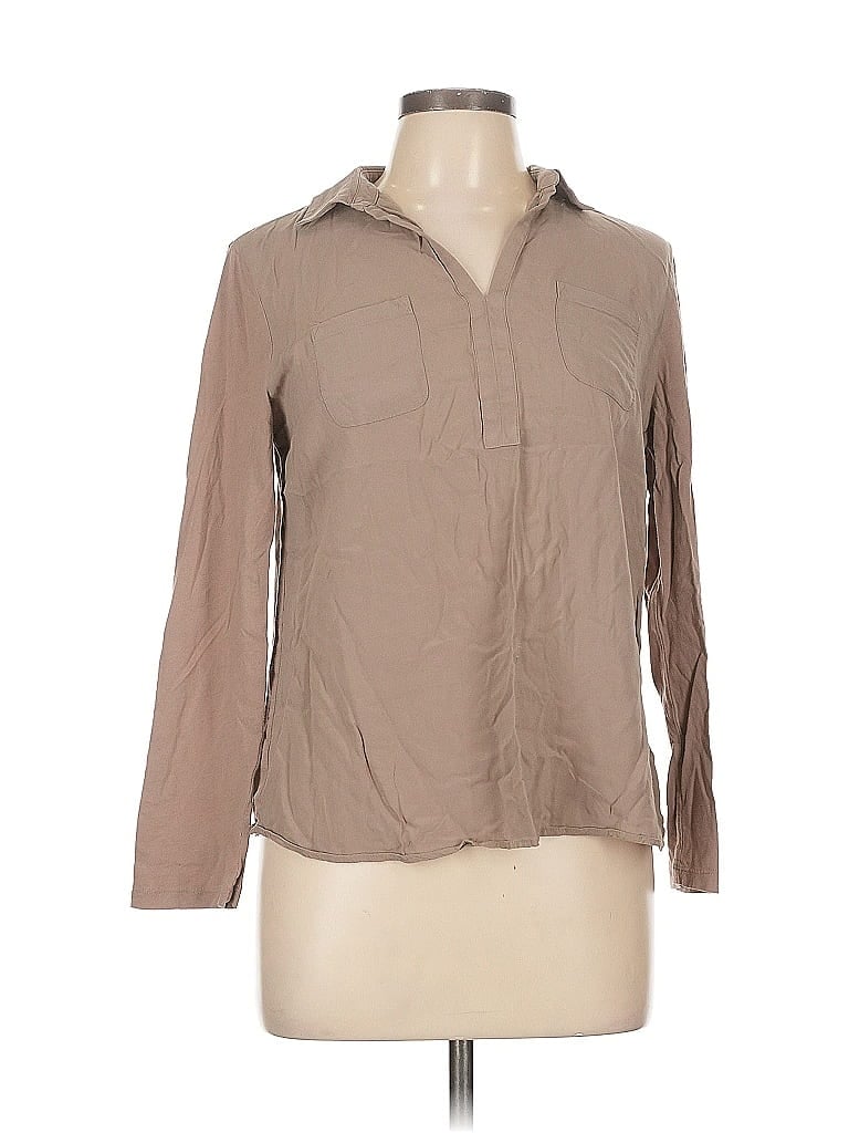 Pre-owned Ann Taylor Loft Outlet Long Sleeve Blouse In Brown
