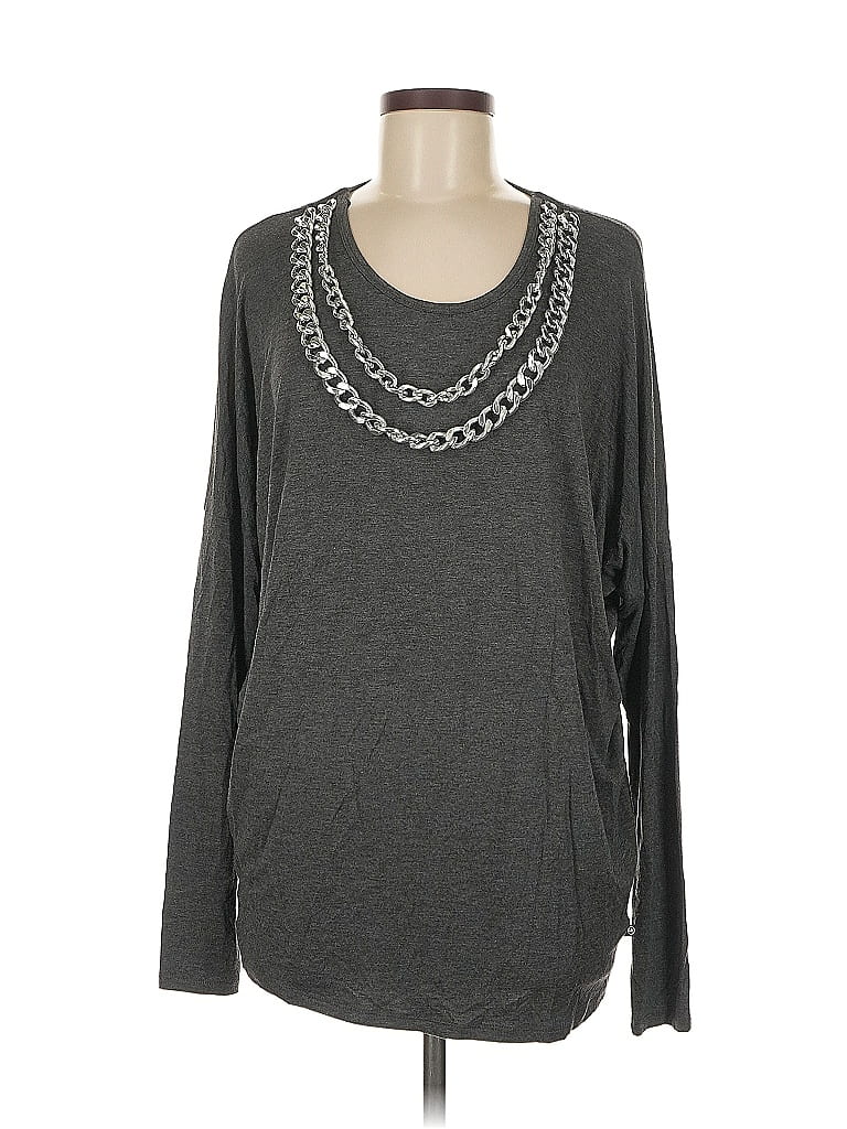 Click to view more detailed imagery on our partner's website Pre-owned Michael Michael Kors Long Sleeve Top Gray Crew Neck Tops