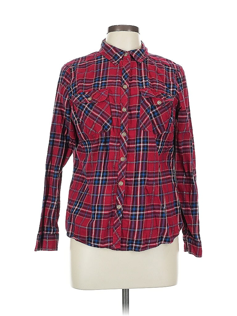 Pre-owned Croft & Barrow Long Sleeve Button Down Shirt In Red