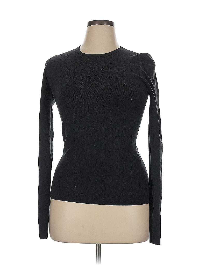 Pre-owned Joseph Long Sleeve Silk Top Black Crew Neck Tops