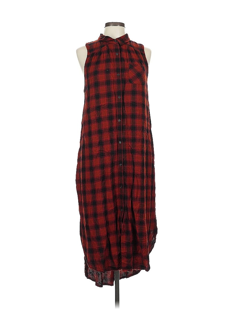 Mossimo Supply Co. Plaid Red Casual Dress Size L - photo 1