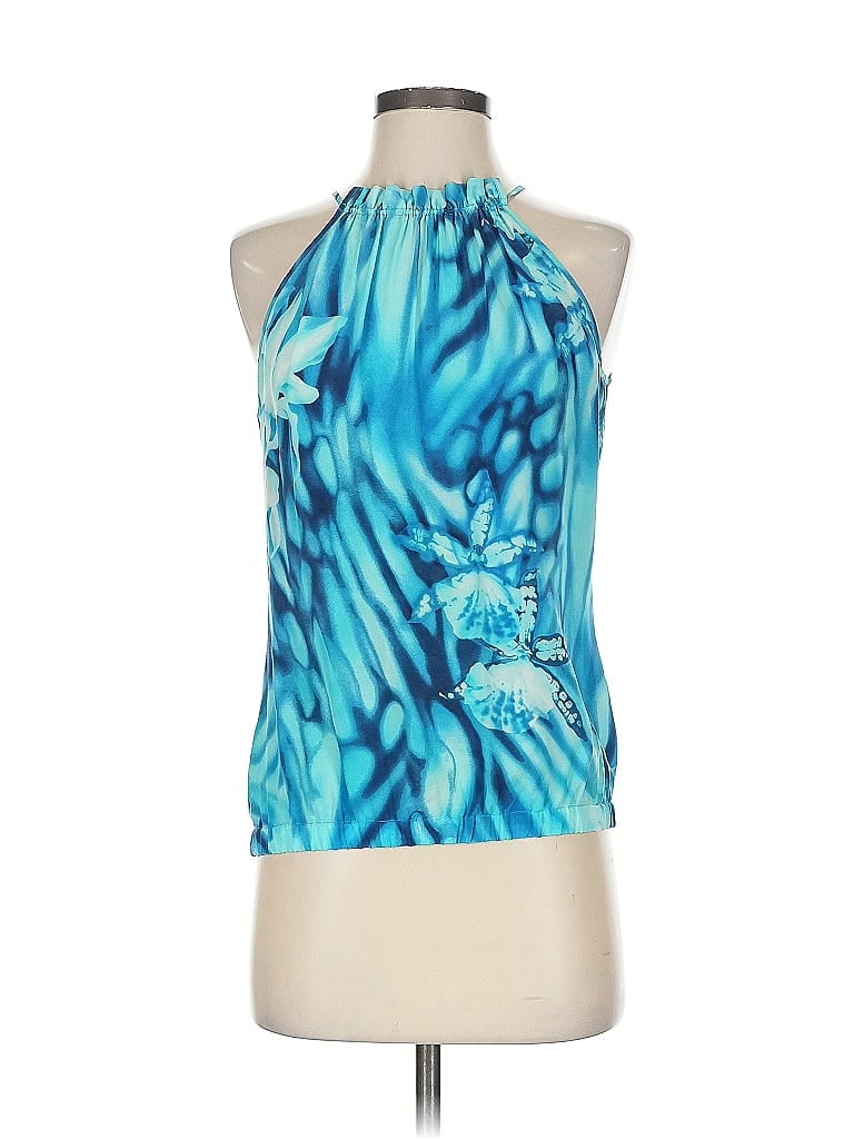 Escada 100% Silk Blue Sleeveless Silk Top Size EU 36 / US 6 - photo 1