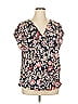 Soho 100% Polyester Floral Black Short Sleeve Blouse Size XL - photo 1