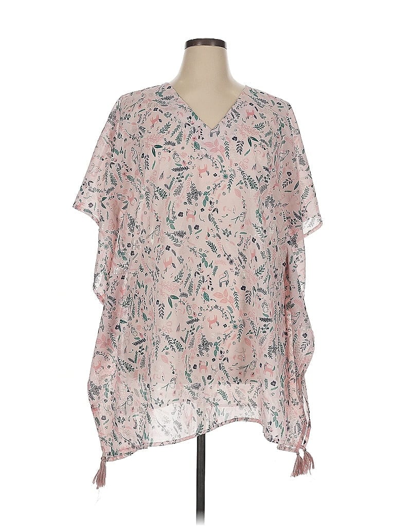 Pre-owned America & Beyond Short Sleeve Blouse In Pink