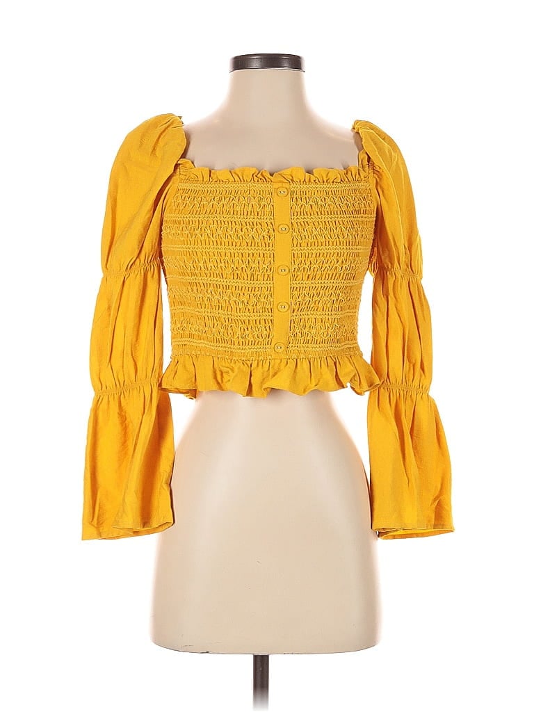 Click to view more detailed imagery on our partner's website Pre-owned Lost + Wander 3/4 Sleeve Blouse In Yellow