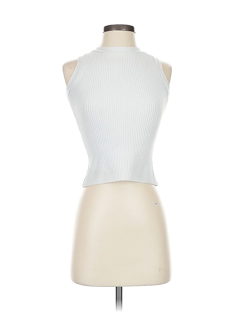 Pre-owned Happily Grey Tank Top White Halter Neckline Tops