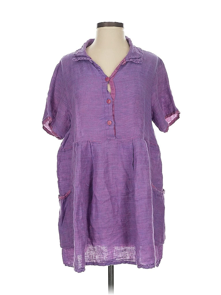 Flax 100% Linen Purple Casual Dress Size (S) - photo 1