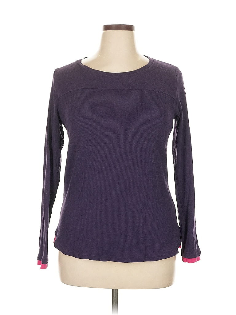 Pre-owned Dkny Long Sleeve Top Purple Crew Neck Tops