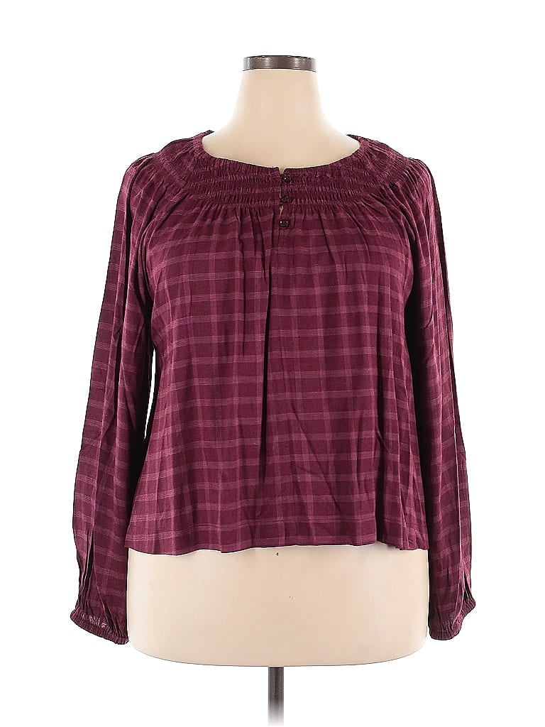 Pre-owned Treasure & Bond Long Sleeve Blouse In Burgundy