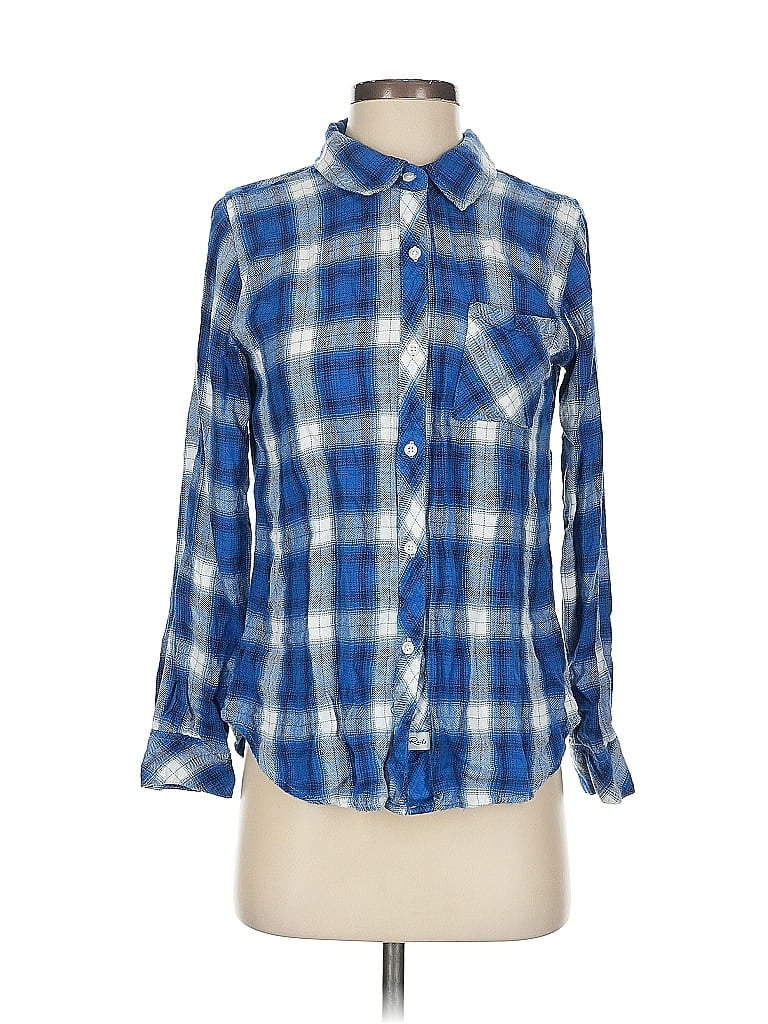 Pre-owned Rails 3/4 Sleeve Button Down Shirt In Blue