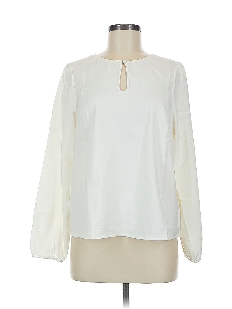 Pre-owned J.crew Factory Store Long Sleeve Blouse In White