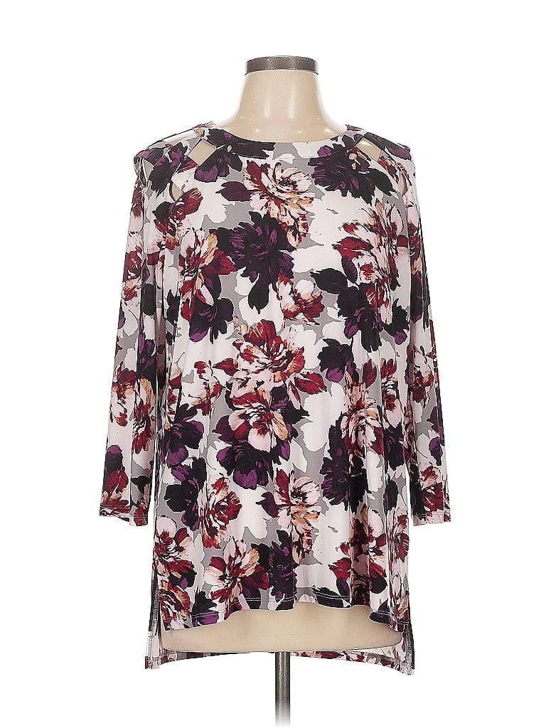 Jones Studio Ivory Purple 3/4 Sleeve Blouse Size L - photo 1