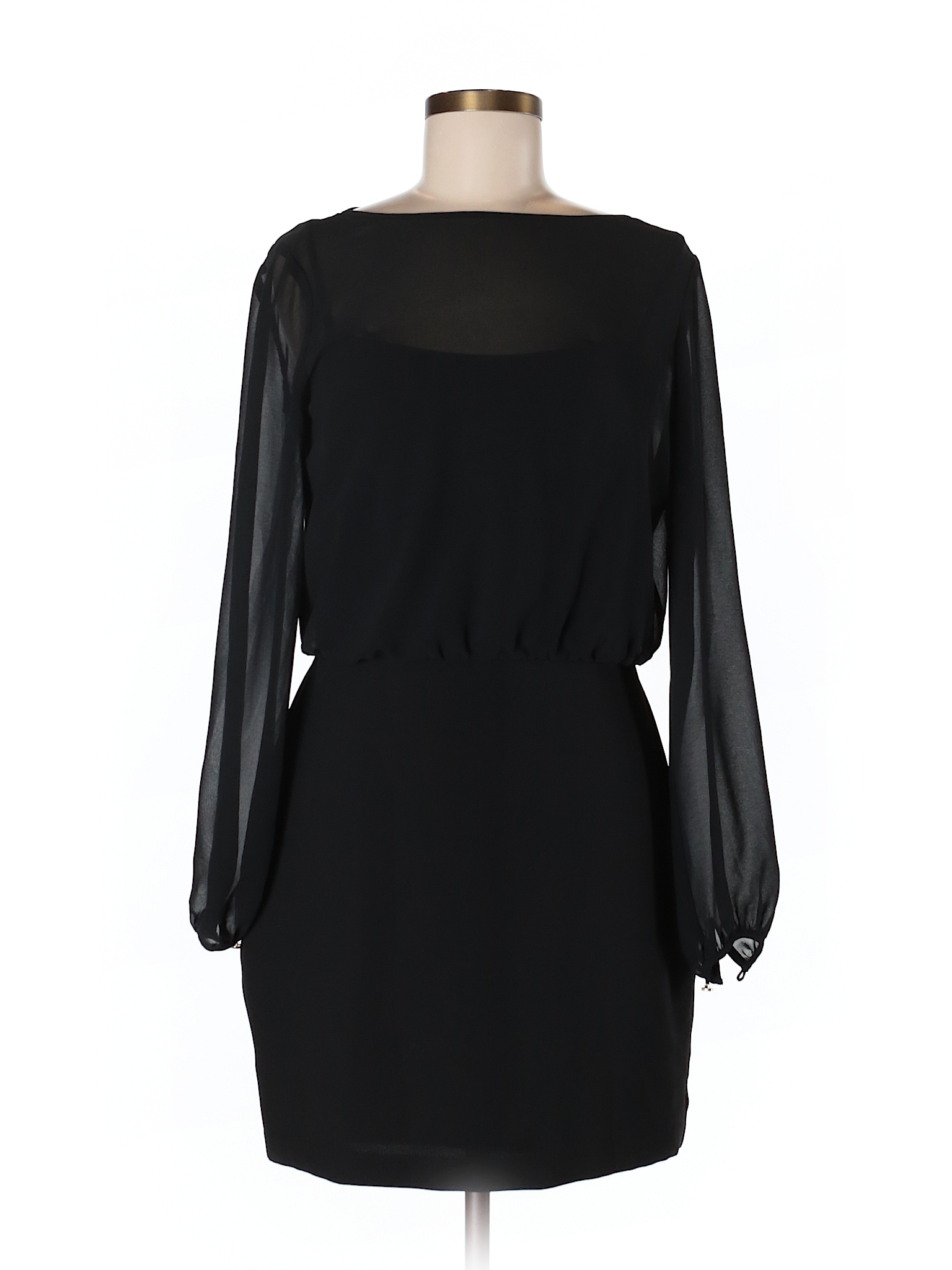 Banana Republic 100% Polyester Solid Black Casual Dress Size 8 - 79% ...