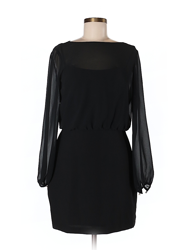 Banana Republic 100 Polyester Solid Black Casual Dress Size 8 79