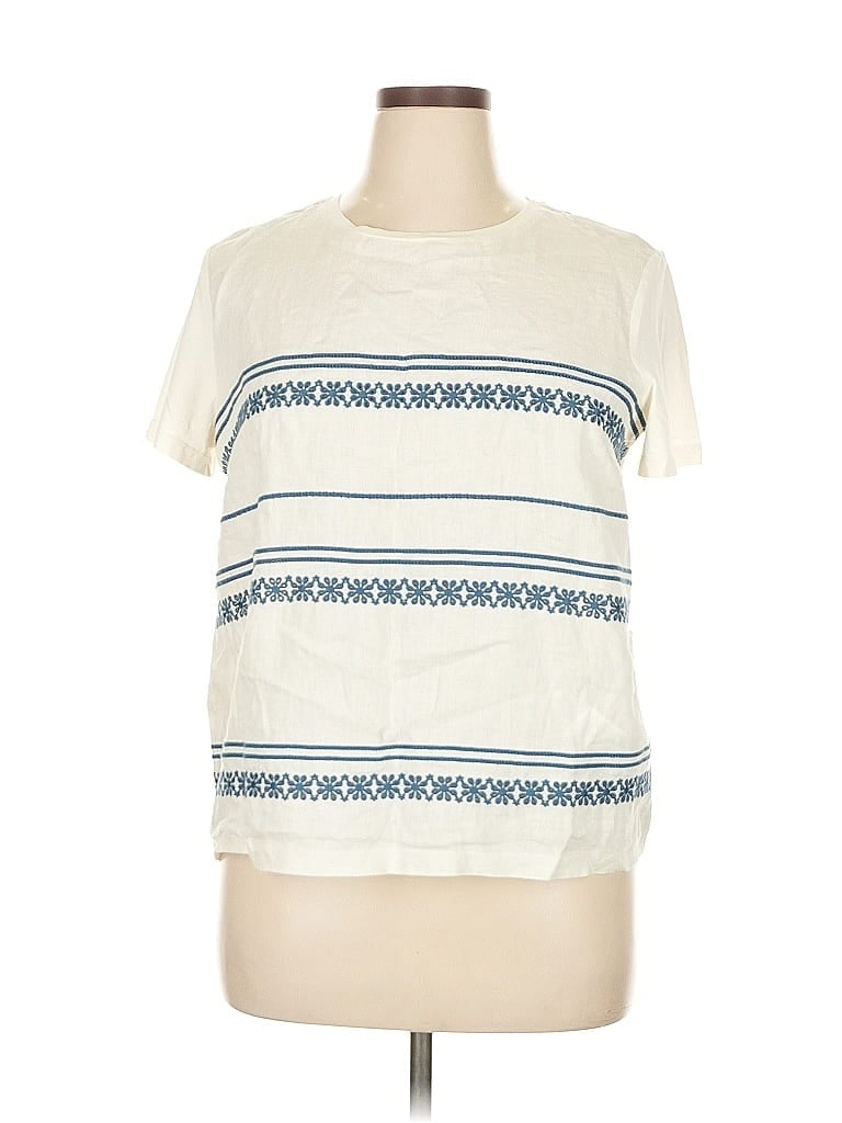 Pre-owned Weekend Max Mara Short Sleeve Top Ivory Square Neckline Tops In White
