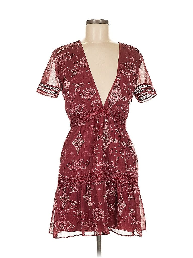 Saylor Paisley Burgundy Cocktail Dress Size M - photo 1