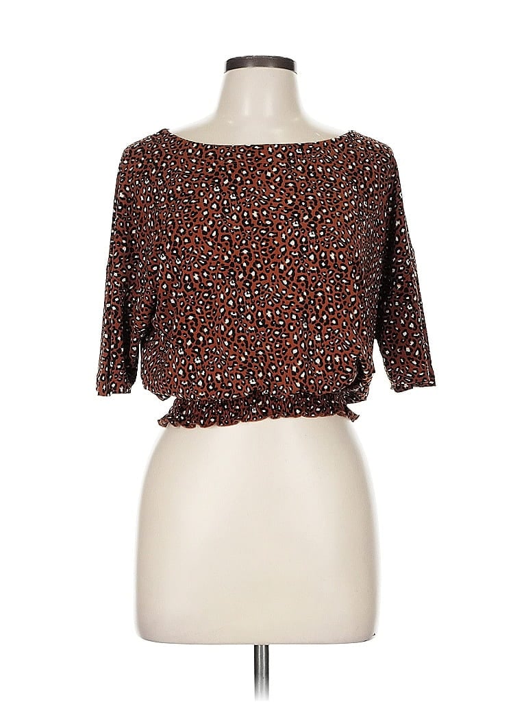 Pre-owned Express One Eleven 3/4 Sleeve Blouse In Brown
